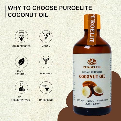 Image of Premium Cold Pressed Coconut Oil,100% Pure & Natural for Face, Hair & body Glass bottle with dropper 100 ml + 100 ml