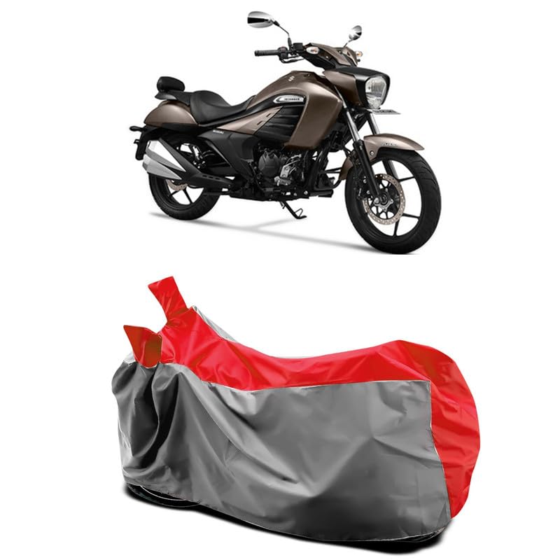 Image of DUFFEL-Two Wheeler Bike Body Cover Compatible for Suzuki Intruder 150 Fi Heat Protectio /UV-Rays /Birds Dropping /DustProof /Waterproof All Variants [Gray Red]