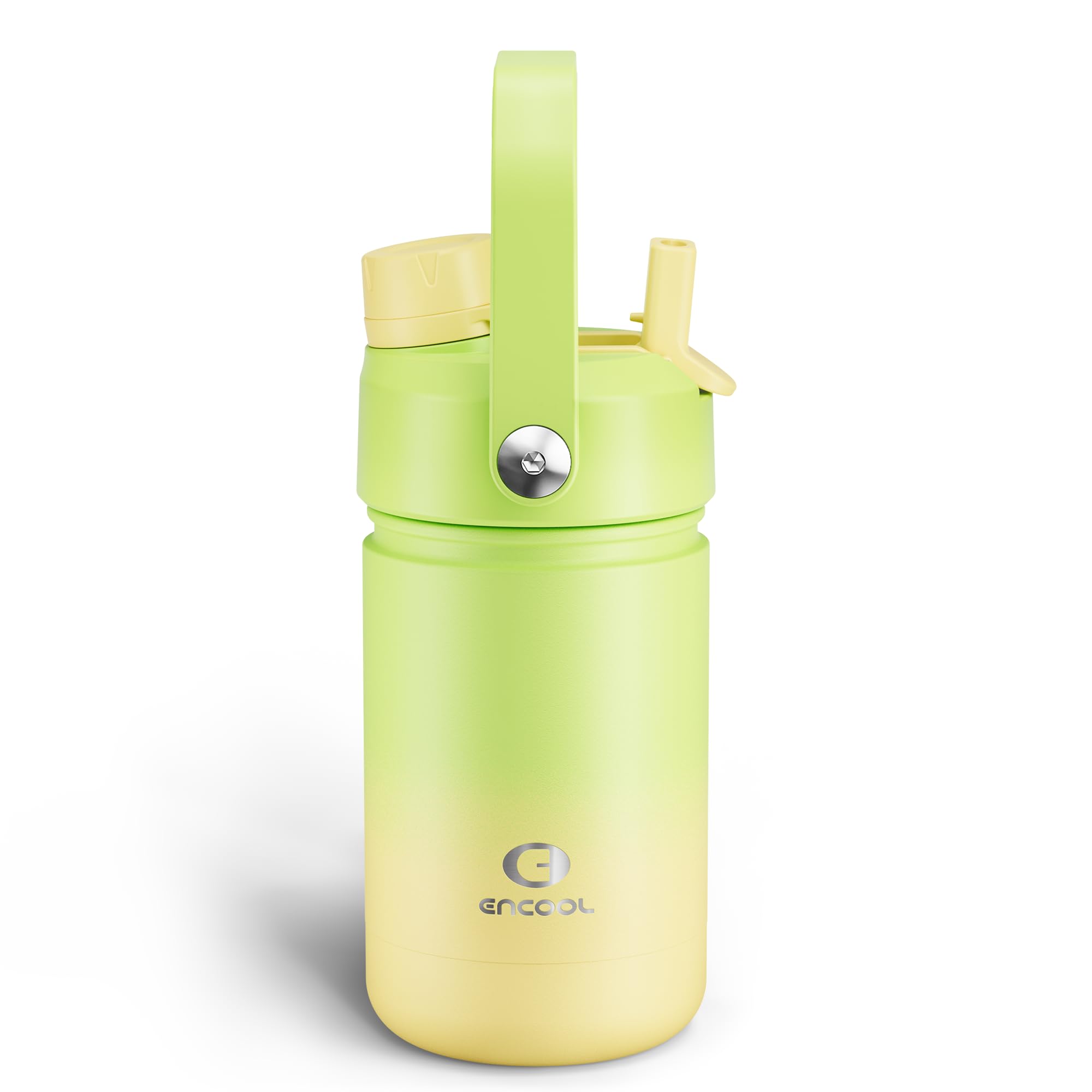 Kids Insulated Water Bottle with Straw - 12oz Stainless Steel Water Bottle with Dual Spouts, Leak-Proof, BPA-Free, Double Wall Vacuum Keeps Cold for 24 Hours for Sports, Travel, School (Morning Dew)