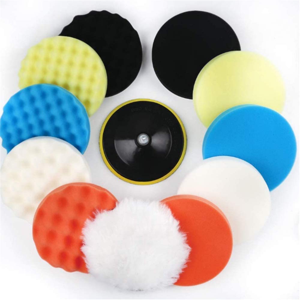 Auto-Polierschwamm-Rad, Polierwachsschwamm Rad Wolle Polierpuffer Pad Schwamm Pad M14 Polierset 7 Zoll for Autopolierer
