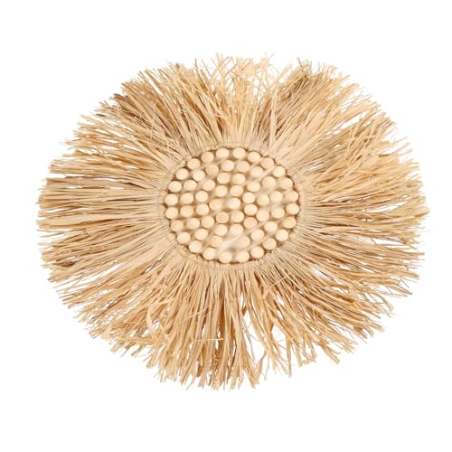 NIYANGLE Raffia Wanddeko mit Holzperlen Handgewebt Natürliche...
