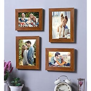 Art Street – Set of 4 Brown wall photo frame (Mix Size) 5X7,4×6 Inchs