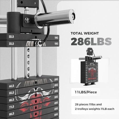 Image of RitFit Buffalo Smith Machine, Power cage with LAT-Pull Down System & Cable Crossover System, All-in-One Squat Rack for Home Gym, Power Rack