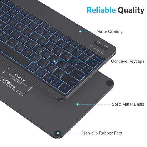 Emetok Bluetooth Keyboard For Ipad With Spaciously Sized Keys And 7-Color Backlighting For Maximum Typing Comfort thumb #6