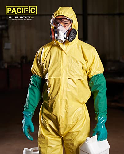 Pacific Ppe 26" Rubber Gloves, Chemical Resistant Gloves Pvc Reusable, Heavy Duty Waterproof Gloves With Cotton Liner, Anti-Skid, Acid-Alkali And Oil, Large #TOP7