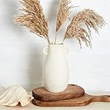 BlossoME Ceramic White Vase, Neutral Tone Greek Pottery for Home, Shelf and Side Table Décor, Rustic