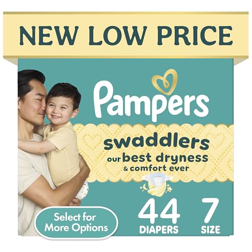 Image of Pampers Swaddlers Diapers, Size 7 (36-50 lbs), 44 Count, Hypoallergenic, Absorbent, Keeps Baby Dry and Comfortable, Skin Safe Disposable Baby Diaper