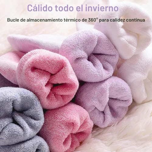 Miniatura 6 de Mosotech Calcetines Termicos De Mujer, 5 Pares Calcetines Invierno Cálidos De Confort Casual, Talla Única 35-42