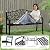 Tangkula 50 Inches Outdoor Garden Park Bench, Cast Iron Metal Front Porch Loveseat with Floral Design Backrest and Slatted Seat, Patio Bench with Armrests for Outside, Yard and Lawn, Black