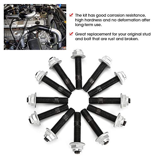 24Pcs Exhaust Manifold Stud Nut Kit Fit For Toyota 1Hz 1Hdt 4.2L 70 75 80 100 Series, Oem: 9011610171, 9017910128 #TOP2