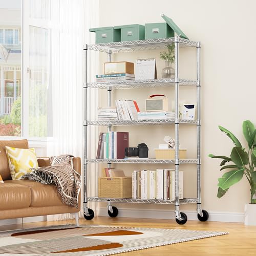 Image of M MZG 5-Shelf Storage Shelves,Wire Shelving Heavy Duty Metal Storage Shelving Unit Adjustable Garage Shelving Rack Pantry Kitchen (Chrome, 5 Tier,17.7 inch D x 47.2 inch W x 76.7 inch H)