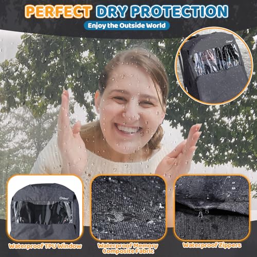 Image of Car Seat Rain Cover with Clear Peep Window, Universal Car Seat Cover Baby with Zipper Door and Side Ventilation, All-Round Snow, Wind & Rain Canopy Waterproof Cover, Machine Washable, Grey