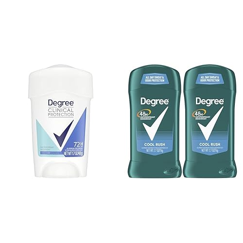 Degree Desodorante antitranspirante de 72 horas y 48 horas de protección contra el sudor para mujeres 1.7 onzas y hombres, paquete de 2 unidades de