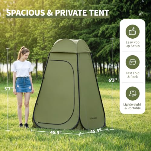 EchoSmile Pop Up Shower Tent Portable Outdoor Privacy Camping Changing Tent miniatura 2
