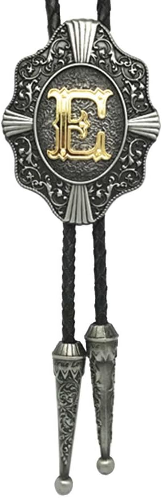 New Vintage Letter Bolo Tie for Men Cowboy Gold Initials Necklace Native American Art