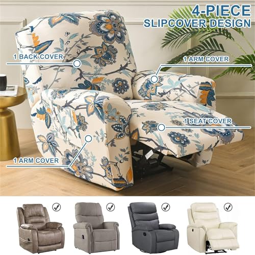 Image of Eco-Ancheng Recliner Slipcovers 4-Pieces Lazyboy Recliner Covers Recliner Couch Covers Recliner Chair Cover Non Slip Reclining Slipcovers with Storage Pockets Furniture Protector for Living Room
