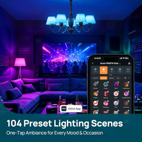 Image of Linkind WiFi Smart Light Bulbs, Alexa & Google Home Compatible, RGBTW 16M Color Changing, Dimmable Mood Lighting, A19 E26 WiFi Bulb 60W 800LM 8 Pack