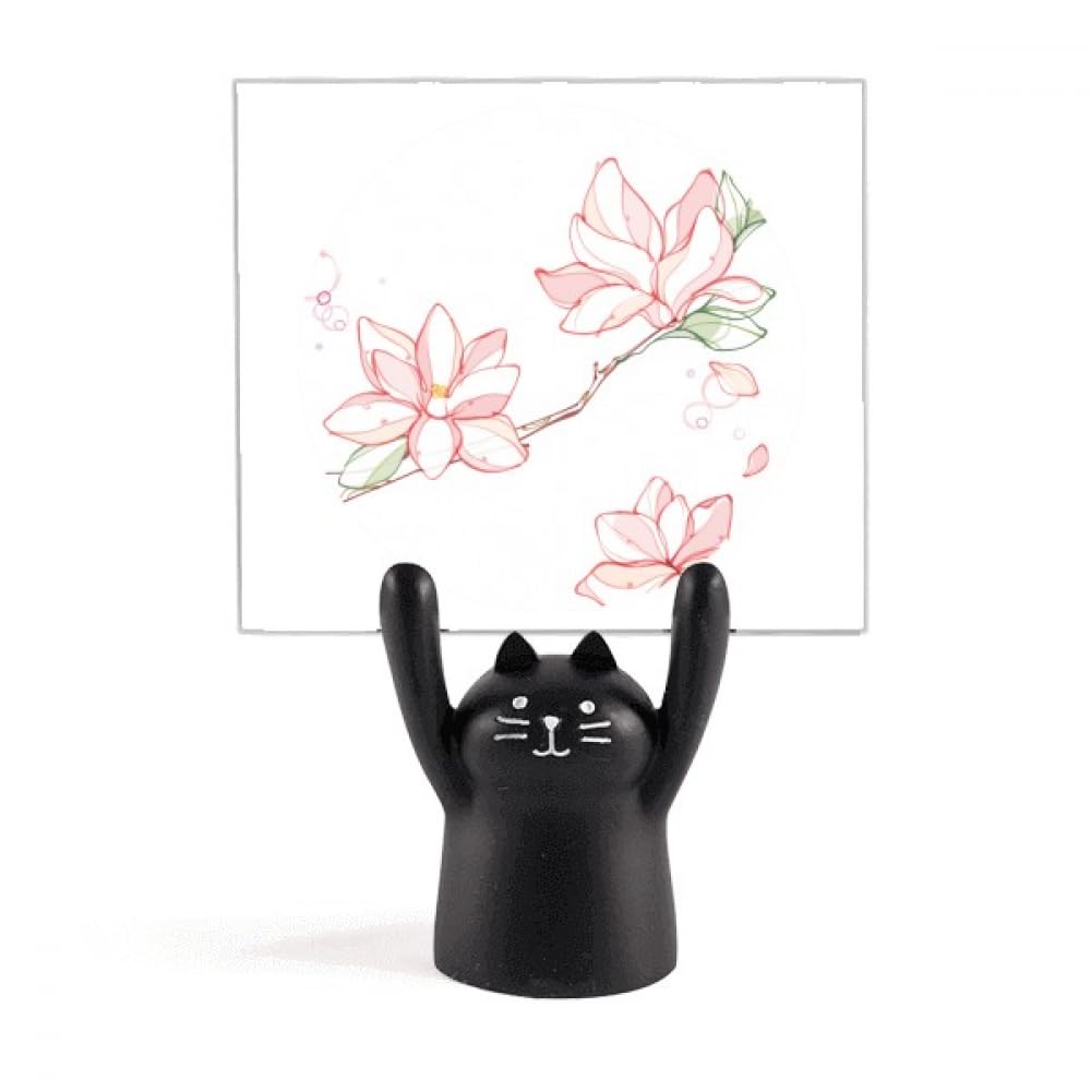 Support de mémo chat noir avec motif de pêcher cadeau idéal - 4
