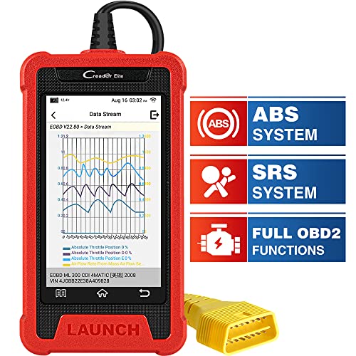Launch Creader Elite 200 OBD2 Scanner 2025 Outil de diagnostic de moteur/ABS/SRS/transmission, 4 lecteurs de code système, Vin automatique, fonction OBD2...