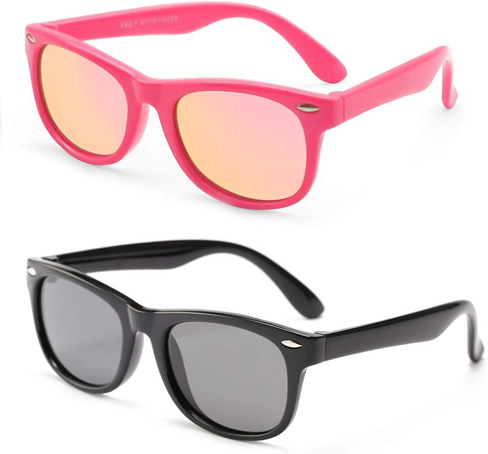 MOTOEYE SUMMER SALE Kids Sunglasses Polarized & Flexible & 100% UV Protection for Age 4-9, Girls Boys Styles, Pack of 2-3