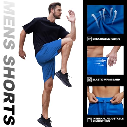 miijoory 3/5 Pack Gym Shorts Men with Pockets,Mens Sports Quick Dry Breathable Shorts for Running Training Activewear - Image 5