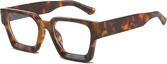 YAMEIZE Square Blue Light Glasses for Men Women Retro Chunky Thick Frame Blue Light Blocking Glasses Computer Eyeglasses