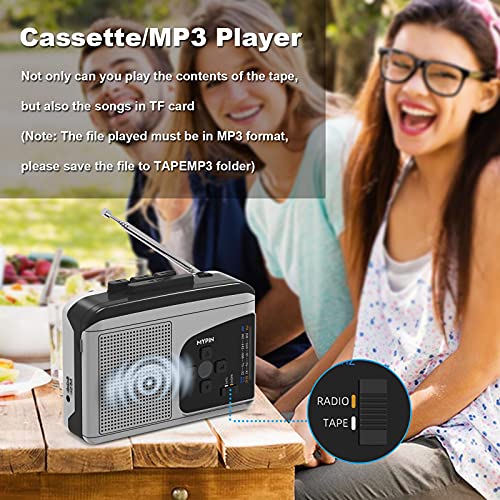 AM/FM Radio Cassette Player Converter, Voice Recorder, MYPIN Portable Walkman Cassette Player, Audio Cassette Tape to MP3 Converter Player with Built-in Speaker Earphone, Auto Reverse,No Need Computer