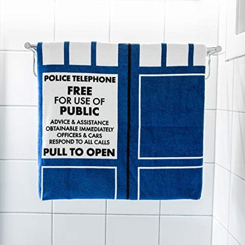 getDigital Police Call Box Bath Towel - Large XXL Beach Towel for Geeks, Nerds and Sci-Fi Fans - 140 x 70 cm 100% Cotton Blue