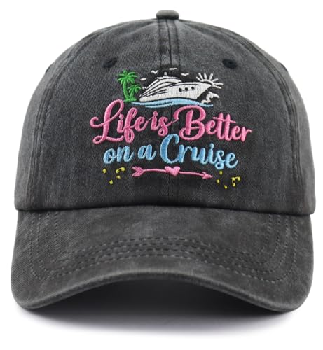 Cruise Essentials Gifts for Women Men Cruise Hat Boat Captain Baseball Cap Boating Accessories Birthday Gifts for Mom Dad Wife Husband Vacation Black