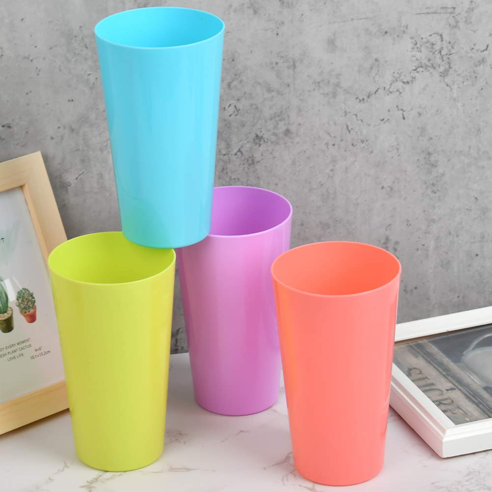 12 Bicchieri Di Plastica Riutilizzabili Da Campeggio, 500 Ml, 4 Colori (blu, Verde, Viola, Rosa), Impilabili Per Feste E Picnic