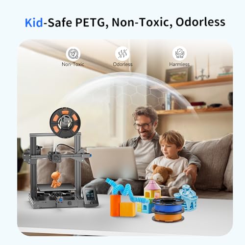 Image of CREALITY 250g PETG Filament Bundle, 8 Colors Total 2kg, 1.75mm 3D Printer PETG Filament, Perfect for Small Project and Children Creation, Black+White+Grey+Tansparent+Red+Blue+Green+Orange