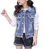 NABER Kids Girls' Fashion Sleeveless Outerwear Denim Jacket Vest Age 4-14 Years(Blue1,12-13 Years)