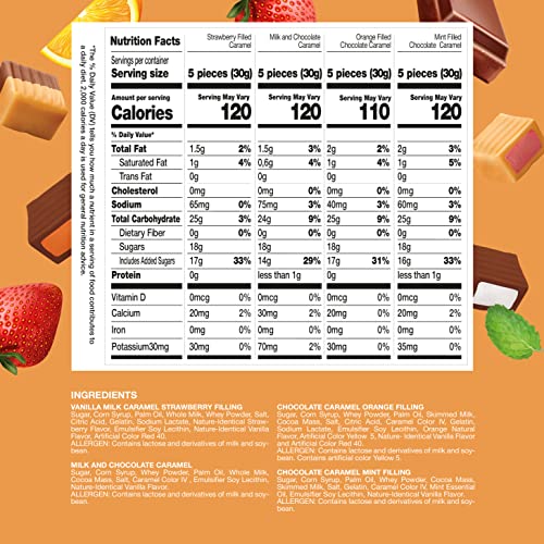 Funtasty Caramel Cubes Candy, Assorted Flavors, Gluten-Free, Individually Wrapped, Jar 24 Ounces (Over 100 Pieces) #TOP5