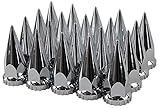 JIUXI ABS Chrome Plastic 33mm Thread-on Spiked Lug Nut Covers for Semi Trucks (Pack of 20)