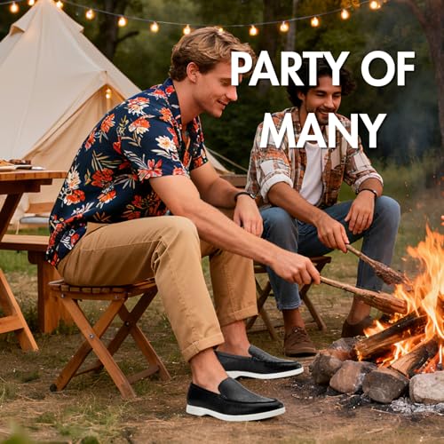 Image of Meijiana Men's Genuine Leather Loafers Slip-On Moccasins Dress Shoes, Lightweight and Breathable with Rubber Sole Stylish Mens Loafers