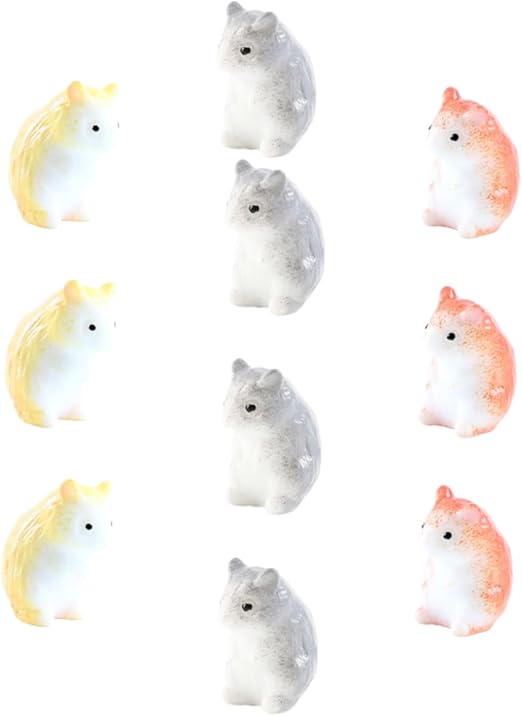 NUOBESTY Animal Mini Figurines 10Pcs Little Mouse Figurine Cake Topper Resin Rat Miniature Animal Characters Toy Playset for Fairy Garden Dollhouse Cake Decoration Mixed Color