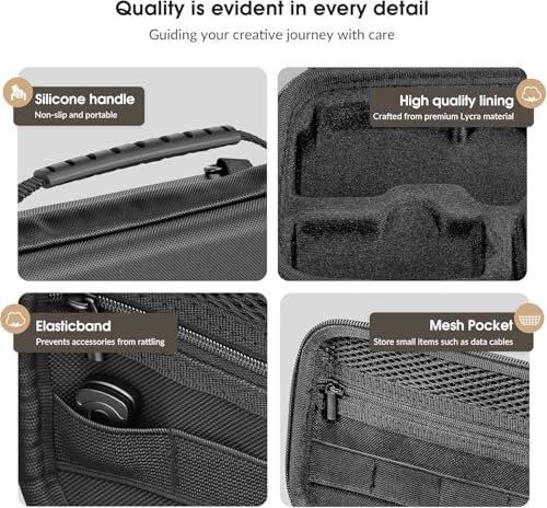 Image of LEQTRONIQ All-in-One Carrying Case for DJI Osmo Pocket 4 - PU Protective Bag with Shoulder Strap (Adjustable Strap and Carry Handle) Creator Combo, Vlogging & Outdoor Shooting