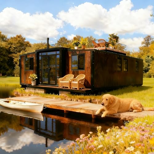 40FT Expandable Prefabricated House, 3 Bedroom Tiny House with Kitchen & Fully Equipped Bathroom, Customizable Mobile Home for Adults Vacation Home or Office Use