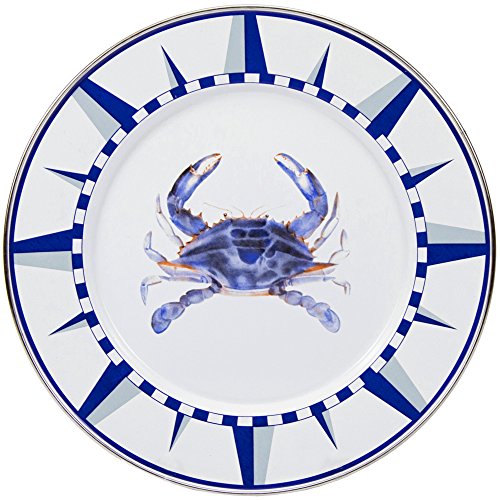 Golden Rabbit Enamelware - Blue Crab Pattern - 10.5 inch Dinner Plate