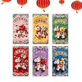GZBMEZS Sobre rojo chino, 6 piezas lindo Año Nuevo 2026 chino | Paquete de dinero Hong Bao Año Caballo | para festivales de primavera, vacaciones, bodas, inauguración de la casa, adultos, familia
