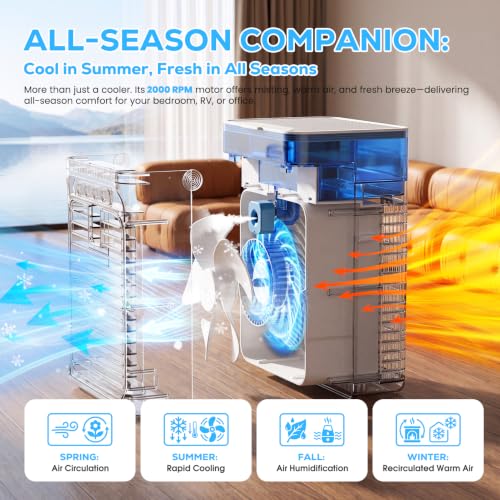 Portable Air Conditioners, Personal Evaporative Air Cooler, 3-Speed Small AC Fan, 8H Auto-off, Mini Air Conditioner, Cooling Fan for Car, Desktop, Camping, Bedroom, Office — view 4