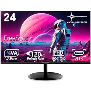 Minifire Écran PC 24 Pouces, VA, FHD (1920x1080), 120Hz, sRGB 110%, Protection des Yeux, Design Ultra-Fin, Ports USB-C & HDMI 1.4, Inclinaison Réglable, Montage VESA(MF24X3AC)