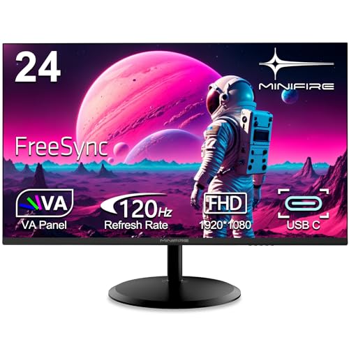 Minifire Écran PC 24 Pouces, VA, FHD (1920x1080), 120Hz, sRGB 110%, Protection des Yeux, Design Ultra-Fin, Ports USB-C & HDMI 1.4, Inclinaison Réglable, Montage VESA(MF24X3AC)