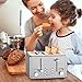 WHALL 4 Slice Toaster Stainless Steel,Toaster-6 Bread Shade Settings,Bagel/Defrost/Cancel Function with Dual Control Panels,Extra Wide Slots,Removable Crumb Tray,for Various Bread Types 1500W