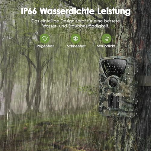 Foto von Wildkamera mit Bewegungsmelder Nachtsicht - WLAN mit Handyübertragung App 32MP 1440P Nachtsichtgerät 0,2s Jagdkamera 940nm No Glow Infrarot Nachtsichtkamera Outdoor IP66 Wasserdicht