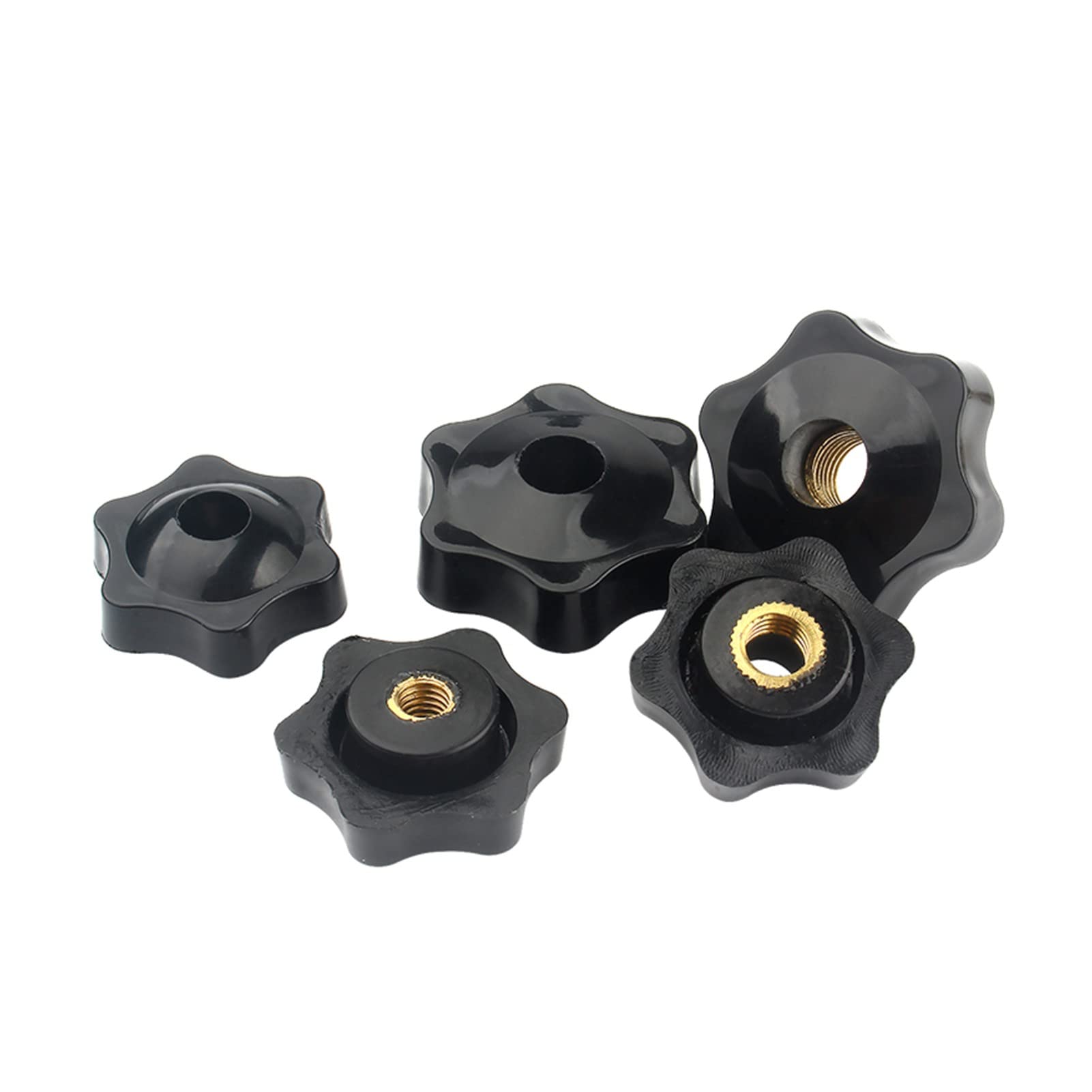 Stella Dadi con manico - 10Pcs Dadi di serraggio Plastica Zigrinato Manopole Attraverso il foro Rame Core Thread interno Esagonale Impugnature Dadi M5 M6 M8 M10
