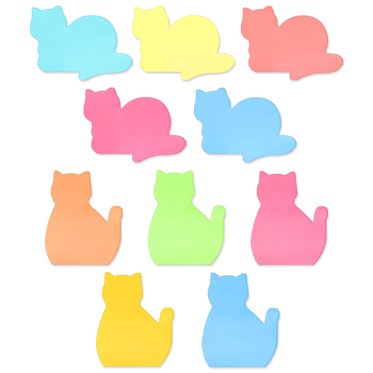 Cat Sticky Notes, 300 PCS Cute Cat Note Pads for School, Office Supplies (10 Pads, Colorful)