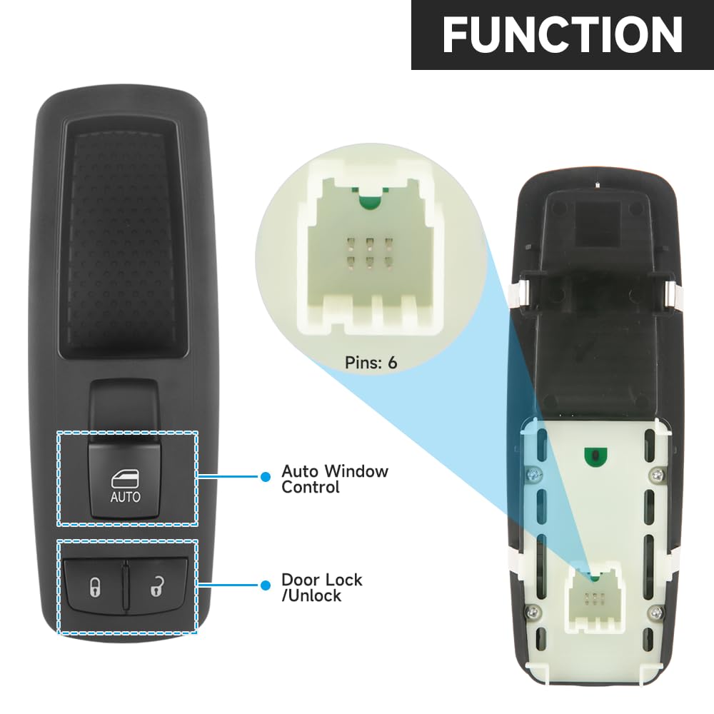 Front Right Passenger Side Master Power Window Switch - Compatible for Dodge Durango 2011-2015, for Jeep Grand Cherokee 2014 2015 - Replace Part 68086692AE 68086692AF