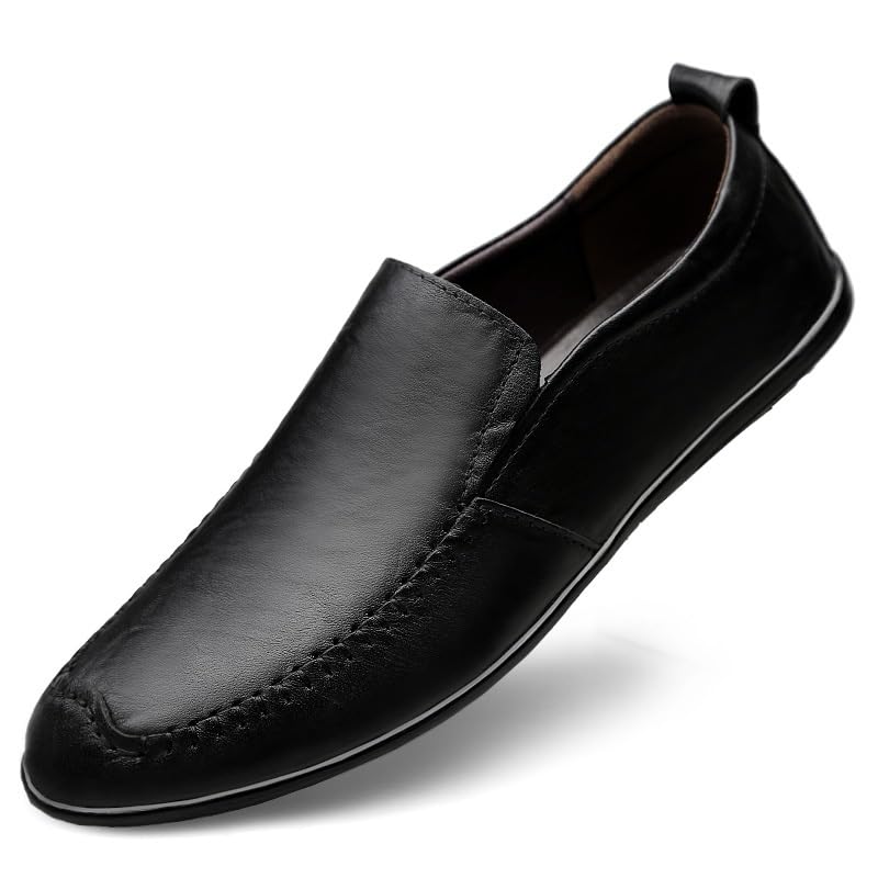 Men's Loafers Round Toe Leather Loafer Shoes Flexible Lightweight Comfortable Casual Slip-on4