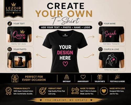 Image of T-Shirt for Women | Personalized Photo /Text Tee | 100% Cotton Regular Fit | Design Your Own T Shirt | Gifts for Girls, Friends, Birthday